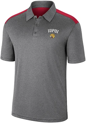 Colosseum IUPUI Jaguars Mens Charcoal Rahm Short Sleeve Polo