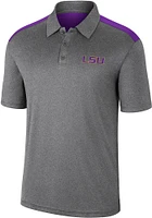 Colosseum LSU Tigers Mens Charcoal Rahm Short Sleeve Polo