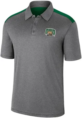 Colosseum Ohio Bobcats Mens Charcoal Rahm Short Sleeve Polo