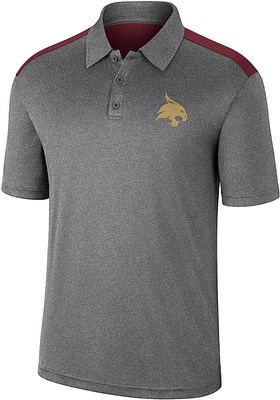 Colosseum Texas State Bobcats Mens Charcoal Rahm Short Sleeve Polo