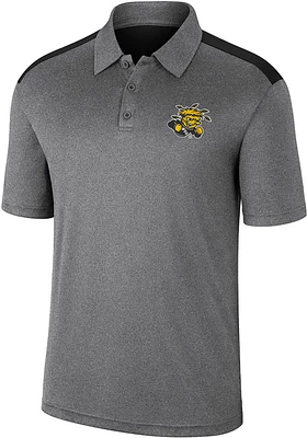 Colosseum Wichita State Shockers Mens Charcoal Rahm Short Sleeve Polo