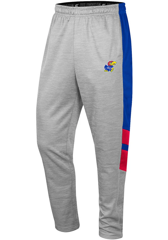 Colosseum Kansas Jayhawks Mens Grey Bushwood Fleece Pants