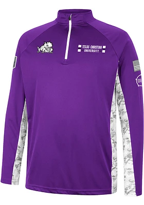 Colosseum TCU Horned Frogs Mens Purple OHT American Hero Camo Long Sleeve Qtr Zip Pullover