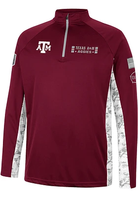 Colosseum Texas A&M Aggies Mens Maroon OHT American Hero Camo Long Sleeve Qtr Zip Pullover