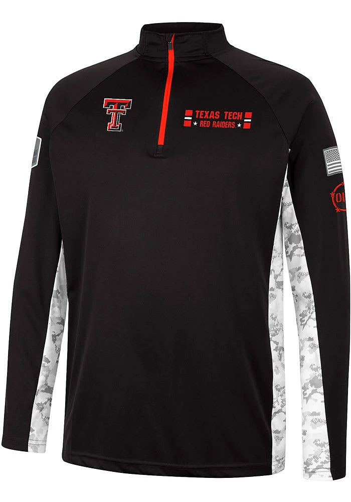 Colosseum Texas Tech Red Raiders Mens OHT American Hero Camo Long Sleeve Qtr Zip Pullover
