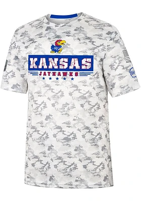 Colosseum Kansas Jayhawks Grey OHT Storm Shadow Camo Short Sleeve T Shirt