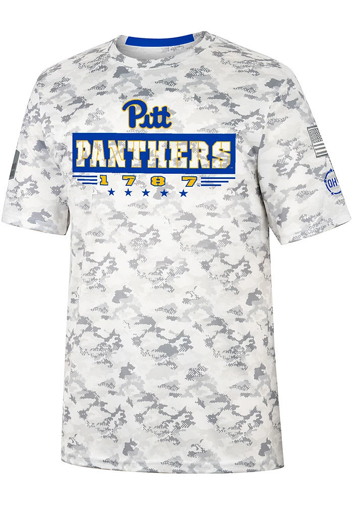 Colosseum Pitt Panthers Grey OHT Storm Shadow Camo Short Sleeve T Shirt