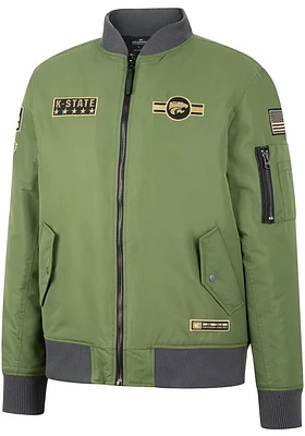 Colosseum K-State Wildcats Mens Olive OHT Slip Stream Bomber Light Weight Jacket