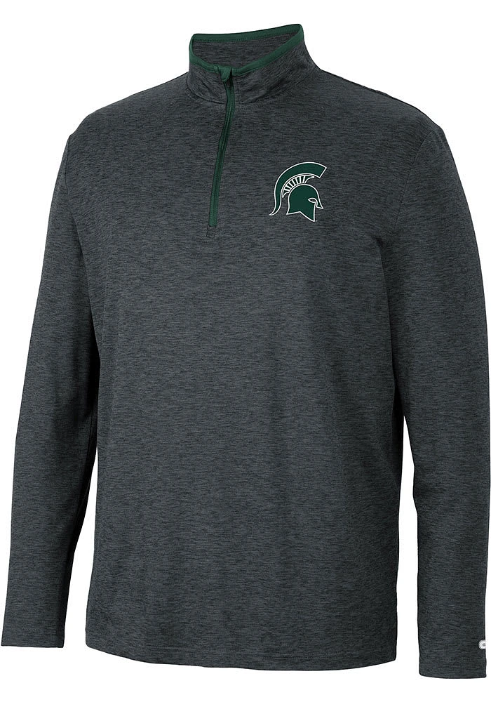 Colosseum Michigan State Spartans Mens Black Tiger Long Sleeve Qtr Zip Pullover