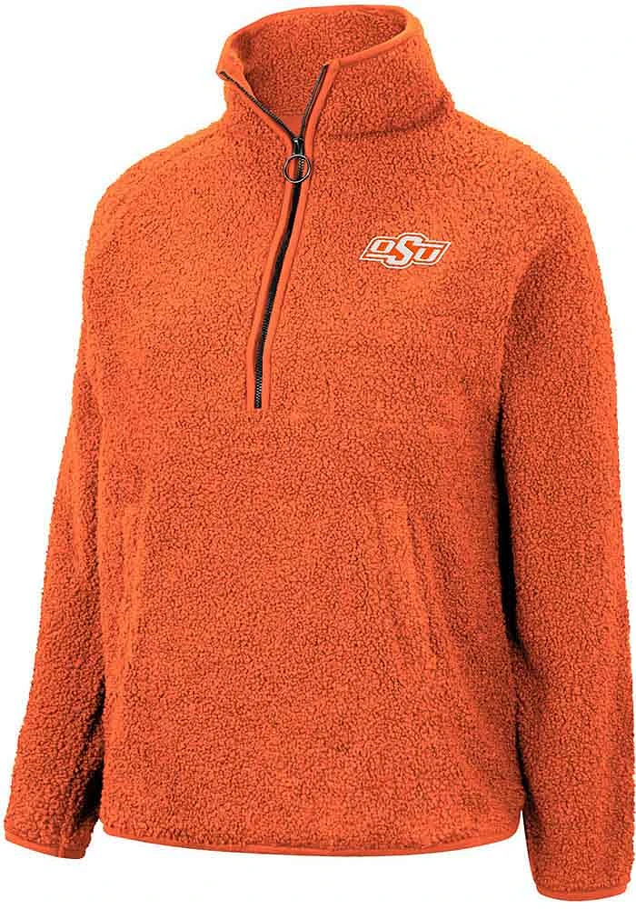 Colosseum Oklahoma State Cowboys Womens Orange Winter Wonderland Chenille Sherpa Qtr Zip