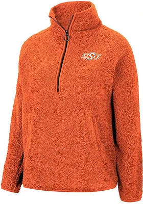 Colosseum Oklahoma State Cowboys Womens Orange Winter Wonderland Chenille Sherpa Qtr Zip