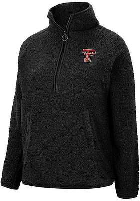 Colosseum Texas Tech Red Raiders Womens Black Winter Wonderland Chenille Sherpa Qtr Zip