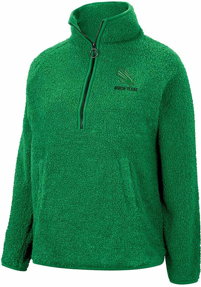 Colosseum North Texas Mean Green Womens Kelly Winter Wonderland Chenille Sherpa Qtr Zip