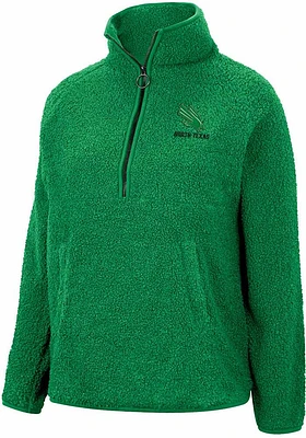 Colosseum North Texas Mean Green Womens Kelly Winter Wonderland Chenille Sherpa Qtr Zip