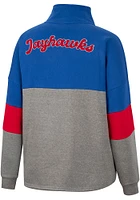 Colosseum Kansas Jayhawks Womens Blue Magazine Oversized Qtr Zip