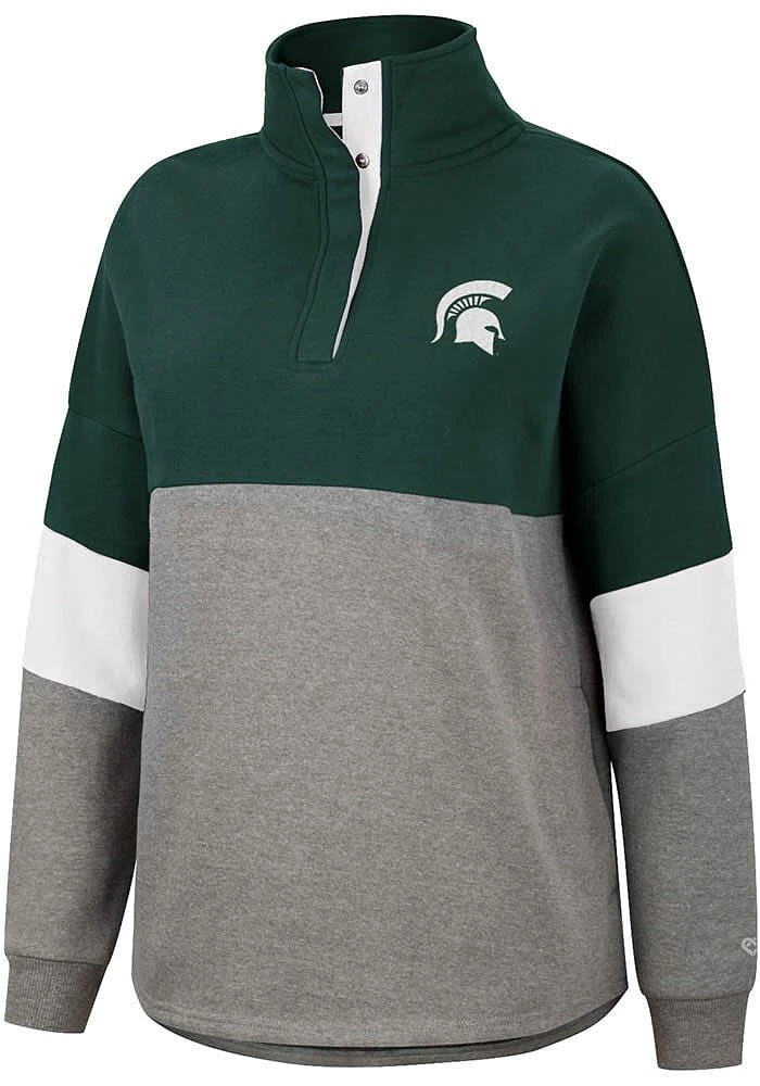 Colosseum Michigan State Spartans Womens Green Magazine Oversized Qtr Zip