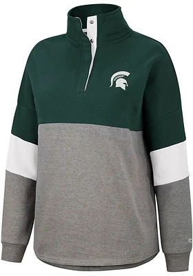 Colosseum Michigan State Spartans Womens Green Magazine Oversized Qtr Zip