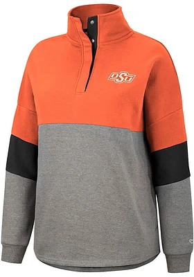 Colosseum Oklahoma State Cowboys Womens Grey Magazine Oversized Qtr Zip