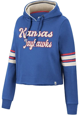 Colosseum Kansas Jayhawks Womens Blue Fashion Industry Cropped Hooded Sweatshirt