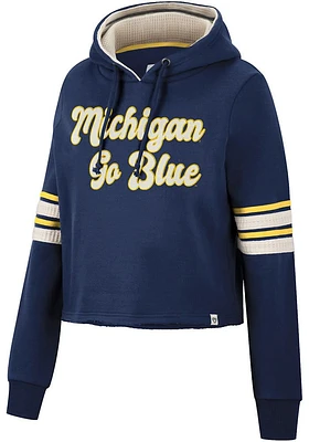 Colosseum Michigan Wolverines Womens Blue Fashion Industry Cropped Hooded Sweatshirt