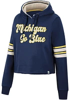 Colosseum Michigan Wolverines Womens Blue Fashion Industry Cropped Hooded Sweatshirt