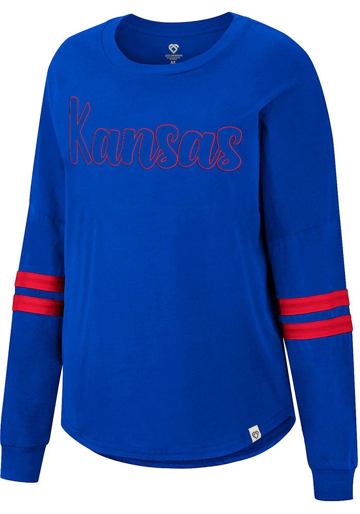 Colosseum Kansas Jayhawks Womens Blue Earth First LS Tee