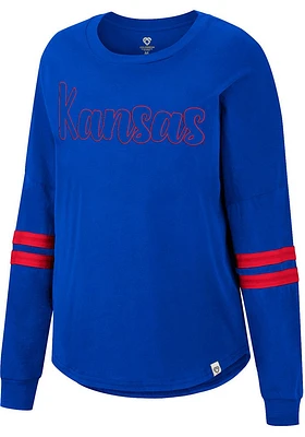Colosseum Kansas Jayhawks Womens Blue Earth First LS Tee