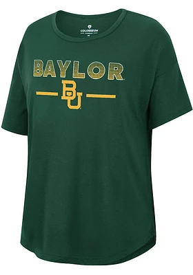 Colosseum Baylor Bears Womens Green Reporter Drop Shoulder Short Sleeve T-Shirt