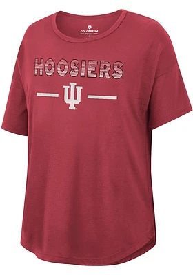 Colosseum Indiana Hoosiers Womens Cardinal Reporter Drop Shoulder Short Sleeve T-Shirt