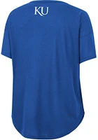 Colosseum Kansas Jayhawks Womens Blue Reporter Drop Shoulder Short Sleeve T-Shirt