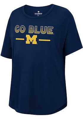 Colosseum Michigan Wolverines Womens Blue Reporter Drop Shoulder Short Sleeve T-Shirt