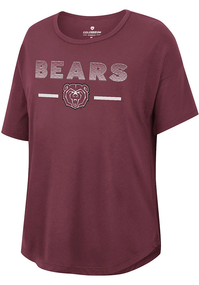Colosseum Missouri State Bears Womens Maroon Reporter Drop Shoulder Short Sleeve T-Shirt