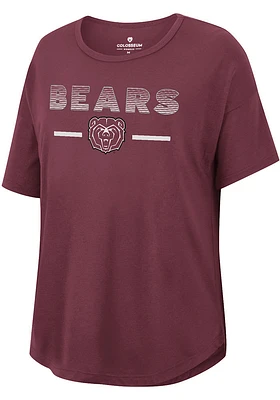 Colosseum Missouri State Bears Womens Maroon Reporter Drop Shoulder Short Sleeve T-Shirt