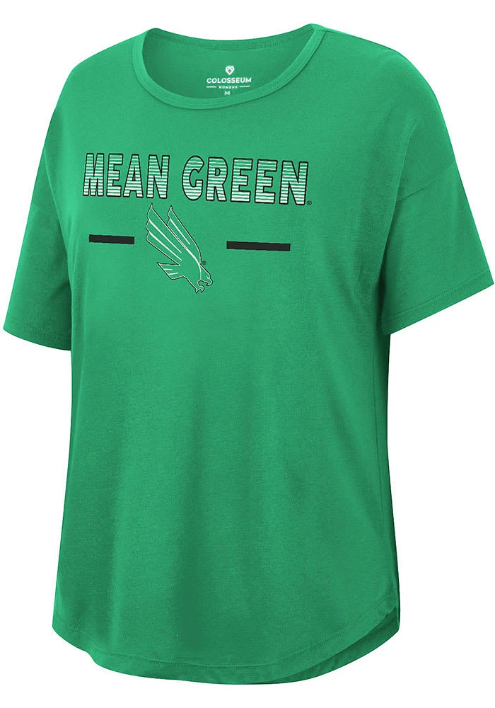 Colosseum North Texas Mean Green Womens Kelly Reporter Drop Shoulder Short Sleeve T-Shirt