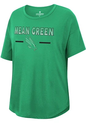 Colosseum North Texas Mean Green Womens Kelly Reporter Drop Shoulder Short Sleeve T-Shirt