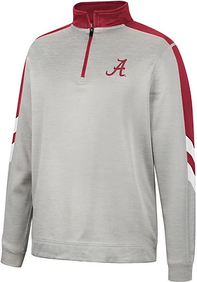 Colosseum Alabama Crimson Tide Mens Grey Bushwood Fleece Long Sleeve Qtr Zip Pullover