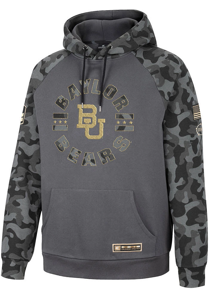 Colosseum Baylor Bears Mens Charcoal OHT GI Joe Camo Pullover Long Sleeve Hoodie