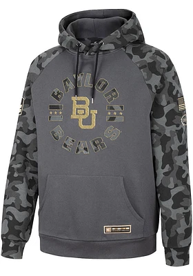 Colosseum Baylor Bears Mens Charcoal OHT GI Joe Camo Pullover Long Sleeve Hoodie