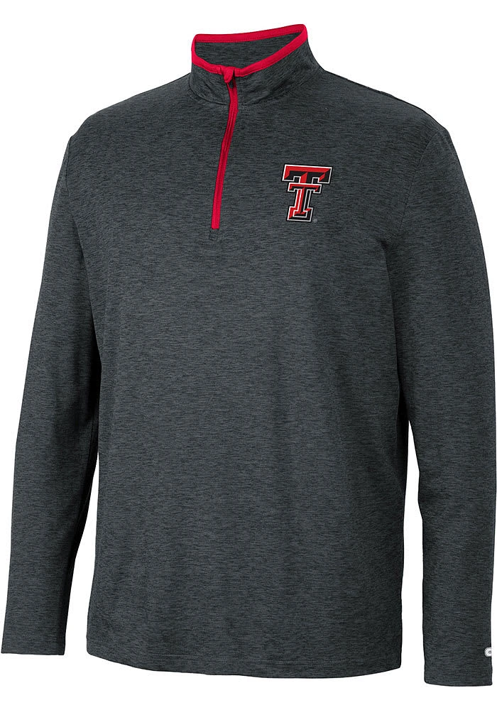 Colosseum Texas Tech Red Raiders Mens Black Tiger Long Sleeve Qtr Zip Pullover