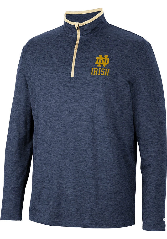 Colosseum Notre Dame Fighting Irish Mens Navy Blue Tiger Long Sleeve Qtr Zip Pullover