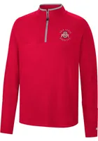 Colosseum Ohio State Buckeyes Mens Red Spaulding Long Sleeve Qtr Zip Pullover