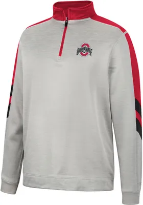 Colosseum Ohio State Buckeyes Mens Grey Bushwood Fleece Long Sleeve 1/4 Zip Pullover