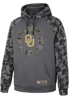 Colosseum Oklahoma Sooners Mens Charcoal OHT GI Joe Camo Pullover Long Sleeve Hoodie