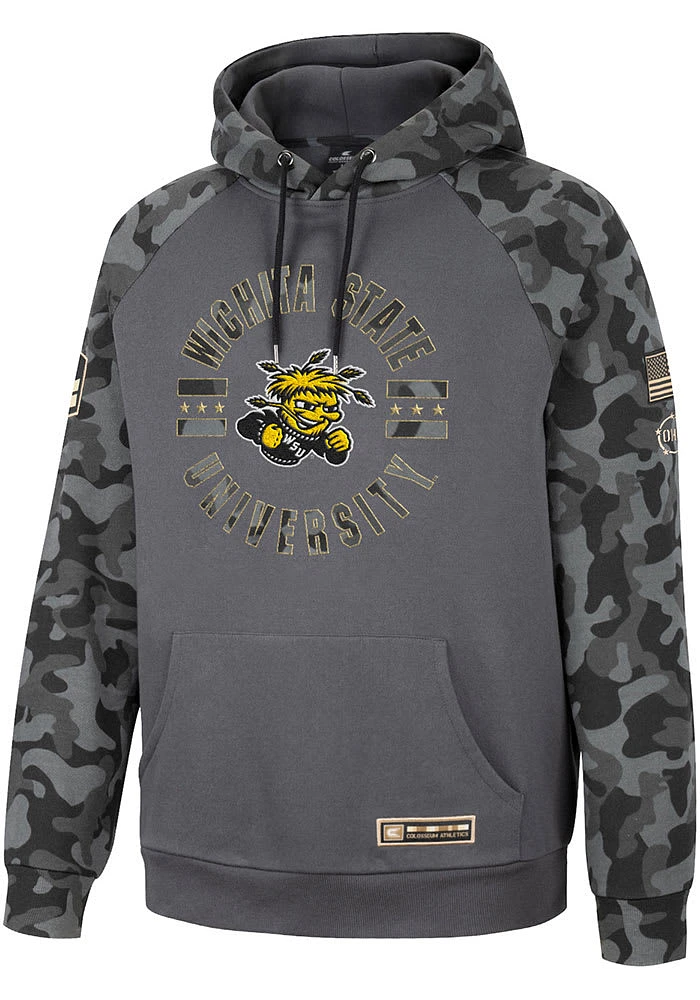 Colosseum Wichita State Shockers Mens Charcoal OHT GI Joe Camo Pullover Long Sleeve Hoodie