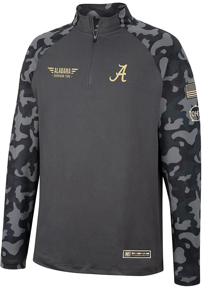 Colosseum Alabama Crimson Tide Mens Charcoal OHT Long Range Camo Sleeve Qtr Zip Pullover