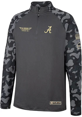 Colosseum Alabama Crimson Tide Mens Charcoal OHT Long Range Camo Sleeve Qtr Zip Pullover