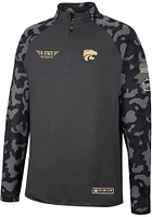 Colosseum K-State Wildcats Mens Charcoal OHT Long Range Camo Sleeve Qtr Zip Pullover