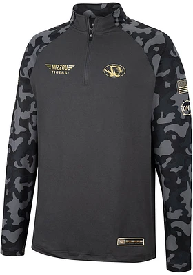 Colosseum Missouri Tigers Mens Charcoal OHT Long Range Camo Sleeve Qtr Zip Pullover