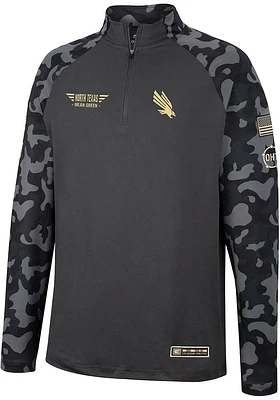 Colosseum North Texas Mean Green Mens Charcoal OHT Long Range Camo Sleeve Qtr Zip Pullover