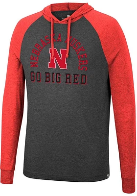Colosseum Nebraska Cornhuskers Mens Charcoal Zen Philosopher Tee Fashion Hood